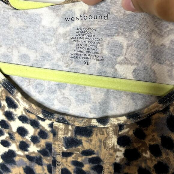 Westbound Leopard Print Asymmetrical Top Sz XL - Picture 5 of 10